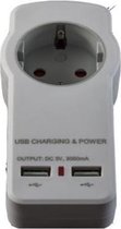 S-Impuls USB thuislader met 2 poorten en stopcontact - 3A / wit