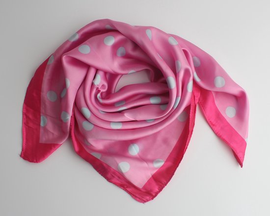 Niocle Bandana - Rose grijs - Stippen - Zijde Look - 70x70 Cm
