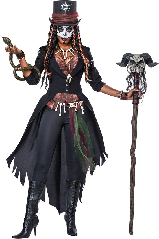 Voodoo Magisch Kostuum Voor Dames - Inclusief Jas, Vest, Hoed En Accessoires