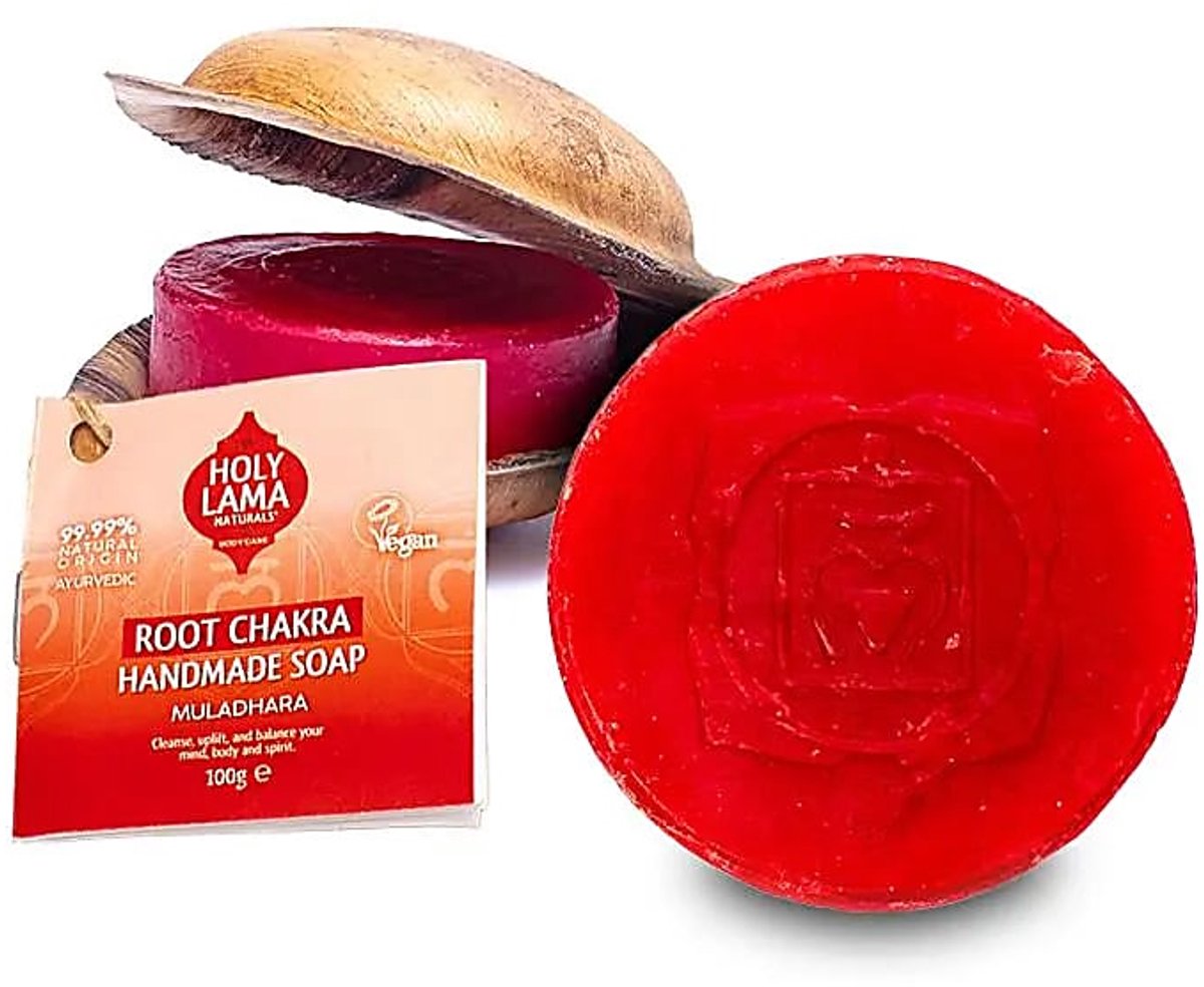 Holy Lama zeep wortel chakra in palmblad