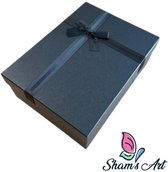 Coffret de Luxe avec couvercle - L : 33,5 x 25 x 11,5 cm - Zwart - Coffret cadeau - Coffret cadeau avec ruban