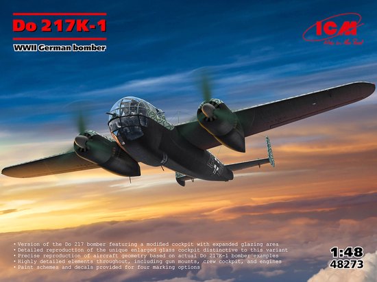 ICM Modelbouwpakket Vliegtuigen - 48273 Dornier Do 217 - Do 217 K-1 - WWII Duitse Bommenwerper - Propellervliegtuig Plastic - 1:48 - Modelbouw