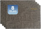 Set de table Phreeze motif lin - 8 pièces - Lavable - 30 x 45 cm - Dessous de verre de Luxe pour Assiettes - Grijs