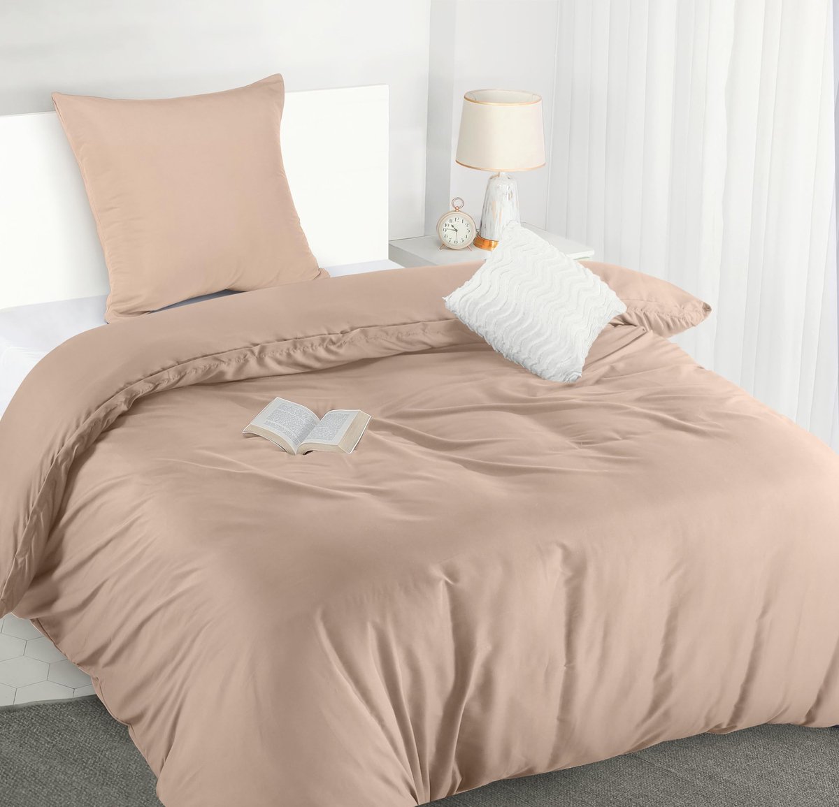 Ibenzoa Beige Microvezel Dekbedovertrek + 1 Kussensloop – Zachte Comfort en Duurzaamheid Roze