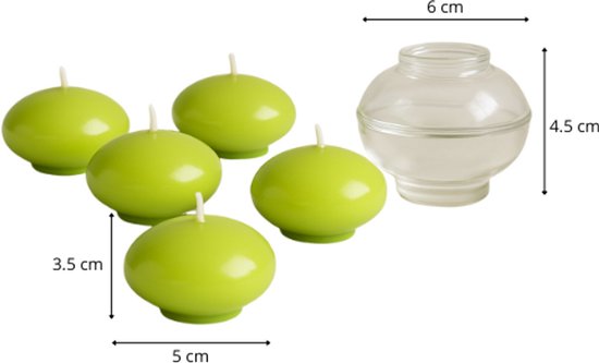 Drijvende kaarsen, groot, diameter 7 cm, 12 stuks - poeder