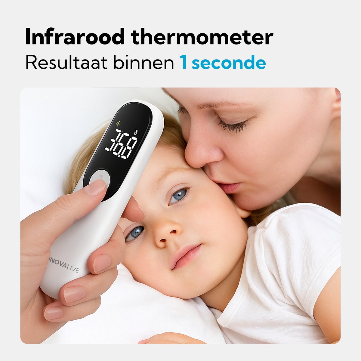 InnovaLive® Koortsthermometer Voorhoofd – Contactloos Infrarood – voor Baby's, Kinderen & Volwassenen – Digitaal – USB-C Oplaadbaar — cadeau in Cadeau-ideeën - foto 2