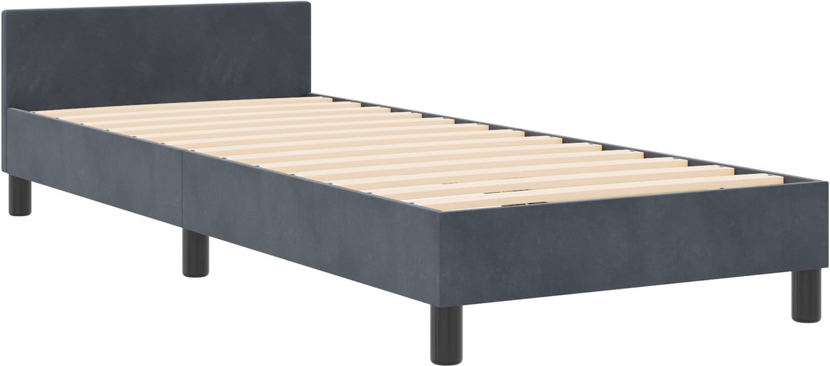 vidaXL - Boxspring - bed - met - hoofdeinde - Donkergrijs - 80 - x - 200 - cm - Fluweel