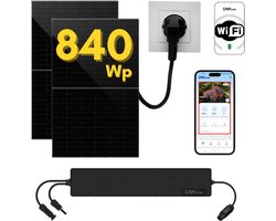 CJX Solar - Zonnepanelen met Stekker - Zonnepanelen Compleet Pakket - Plug & Play zonnepaneel set - inclusief omvormer - 840 watt - Fullblack