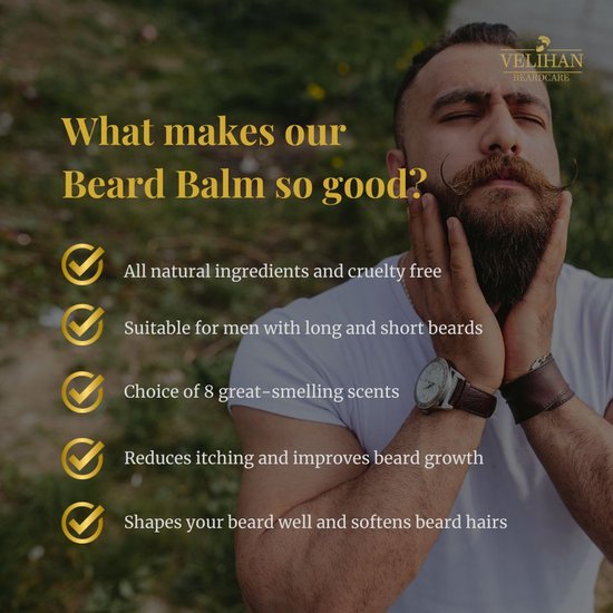 Velihan Beardcare - Baardverzorging Duo Pack Baardbalsem Eau De Cologne 30g & Baardborstel - Cadeau voor mannen - Vaderdag Cadeau - Cadeau voor hem - Cadeau voor Kerst - Valentijdsdag mannen - Giftset mannen - Cadeauset verjaardag