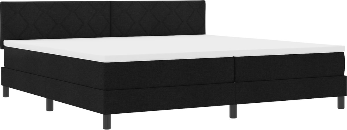 vidaXL - Boxspring - bed - met - hoofdeinde - Zwart - 200 - x - 200 - cm - Stof
