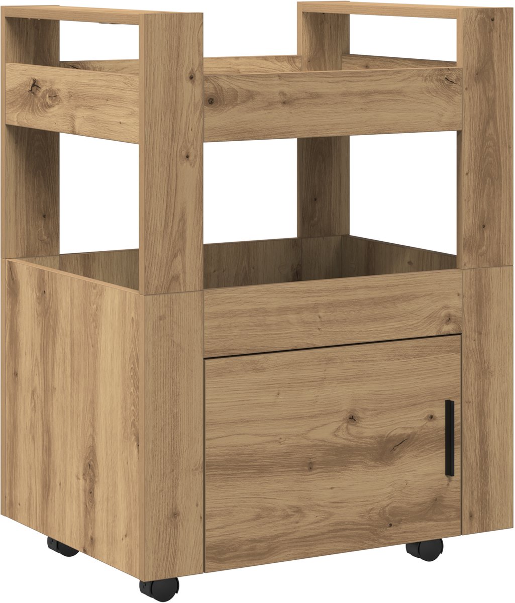 vidaXL - Keuken - Trolley - artisanaal - eikenkleurig - 60 - x - 45 - x - 80 - cm