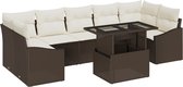 vidaXL - 8-delige - tuinset - met - kussens - in - bruin - poly - rattan