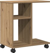 Bijzettafel met wieltjes 55x35x70 cm bewerkt hout zwart kopen