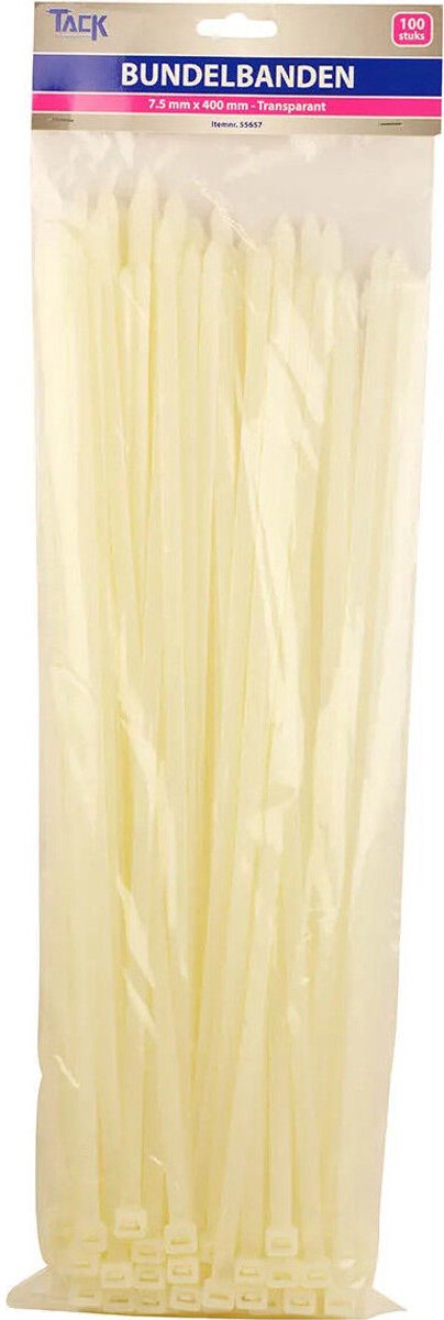 Tiewraps - 7,5 x 400mm - 100st - transparant