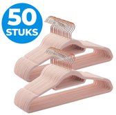 ACAZA Kledinghangers - Roze met Rosé-Gouden haak - Kleerhangers - Broekhanger - 50 Stuks - Volwassenen - Anti Slip - Sterk Materiaal - Fluweel/Velvet - Kledinghangers Fluweel