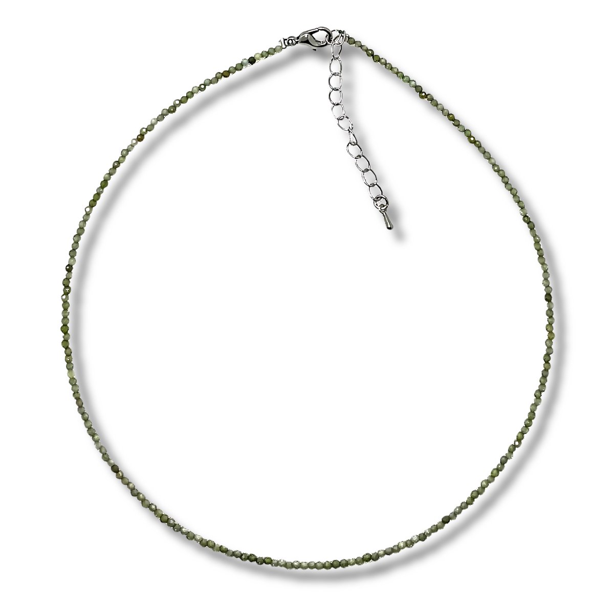 Collier -Natuurstenen groene zirkonia - 40 - 45 cm lang - 2 mm dik
