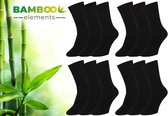 Bamboo Elements - Bamboe Sokken Dames - 12 Paar - Zwart - 35-38 - Lange Sokken - Kousen Dames Sokken - Anti Zweet - Duurzaam