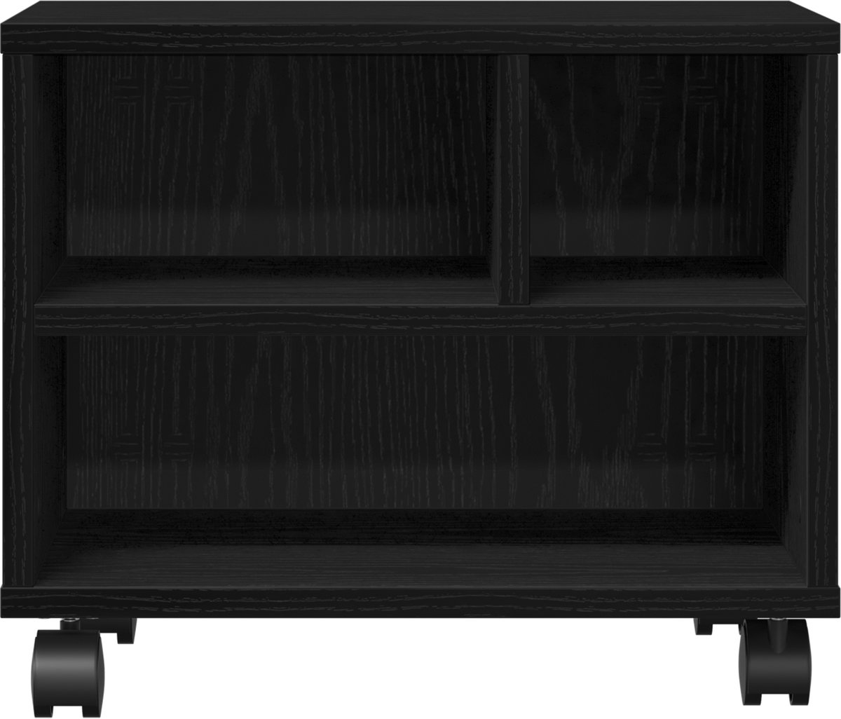 vidaXL Printerstand - Zwart - Eiken - 41 - x - 32 - x - 34,5 - cm - Bewerkt - hout Zwart eiken