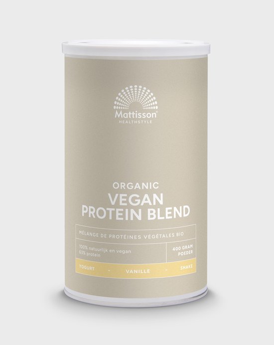 Mattisson - Biologische Vegan Proteïne Blend 63% - Eiwitpoeder - Vanille - 400 Gram