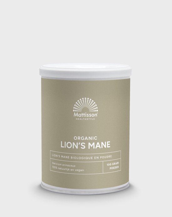 Mattisson - Biologische Lion's Mane Poeder - Lions Mane Poeder, Pruikzwam - Vegan & Biologisch - 100 Gram