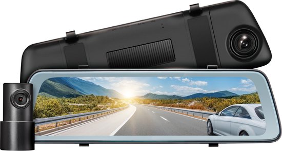 Road Angel Halo Vision64 Dashcam voor Auto Set - 10” LCD Touchscreen - 1440p QHD Beeld - Spiegel Dashcam en Achteruitrijcamera - Inclusief 64GB SD kaart