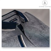 Chris Cayne heren poloshirt - XXL - blauw - two tone - gemeleerd - borstzak - luxe polo - 100 % Katoen