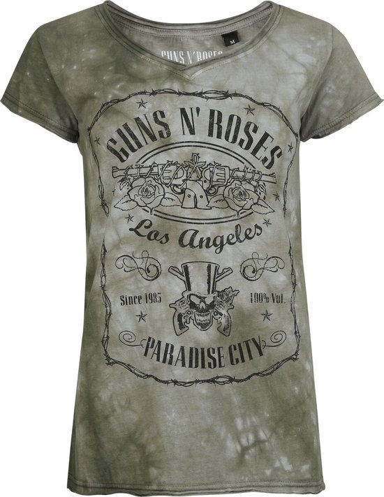 T-shirt Guns N' Roses Paradise City kaki taille M en Katoen pour femme - Produits dérivés du groupe, Groupes