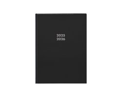 SOHO Black Planner - Agenda - A5 formaat - 22x16cm - 18 maanden - Juli t/m december - 1 week op 2 pagina's - Harde kaft - Met elastiek