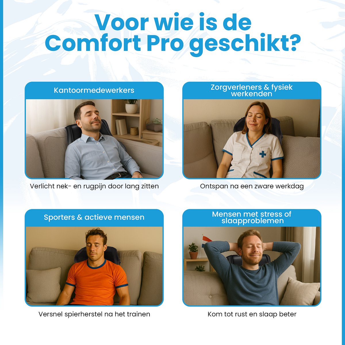 Air Ease® - Comfort Pro Massagekussen - Nekmassage Apparaat - Massage Apparaat voor 6 Delen van het Lichaam - Met Warmtefunctie - Zwart thumbnail 8