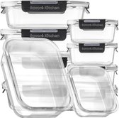 Savoré Kitchen Vershoudbakjes Set - met Stoom Deksel - Meal Prep Bakjes - Diepvriesbakjes Glas - Luchtdicht - 10 Stuks - 1040 & 380 ML