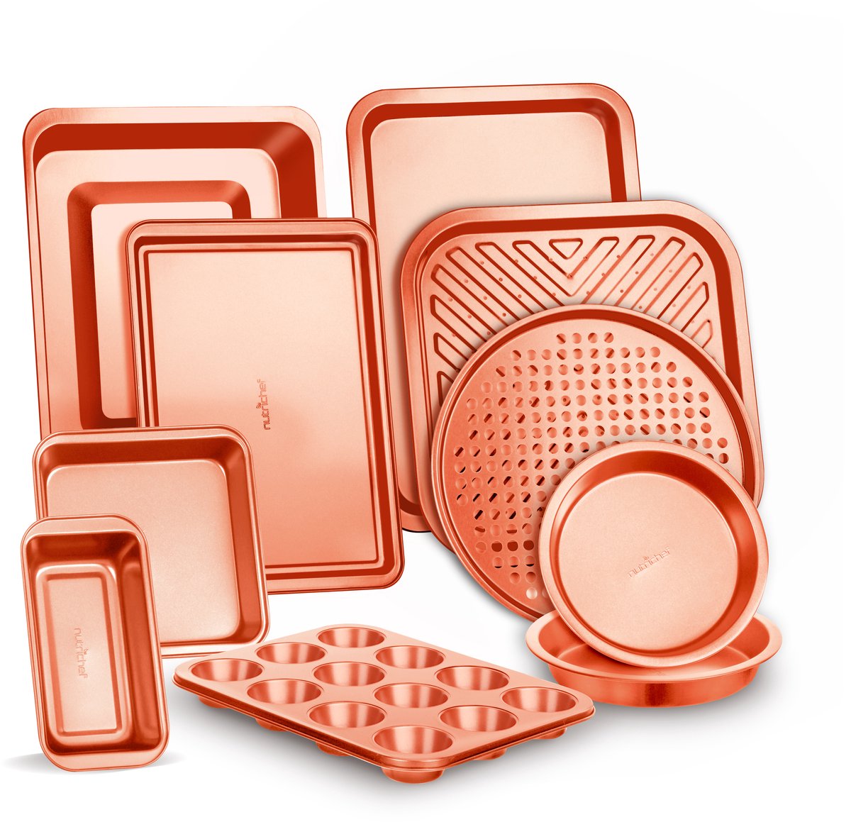 NutriChef - Bakvormen set - 10-delige Bakvormen set - Antiaanbak Koolstofstaal Bakset