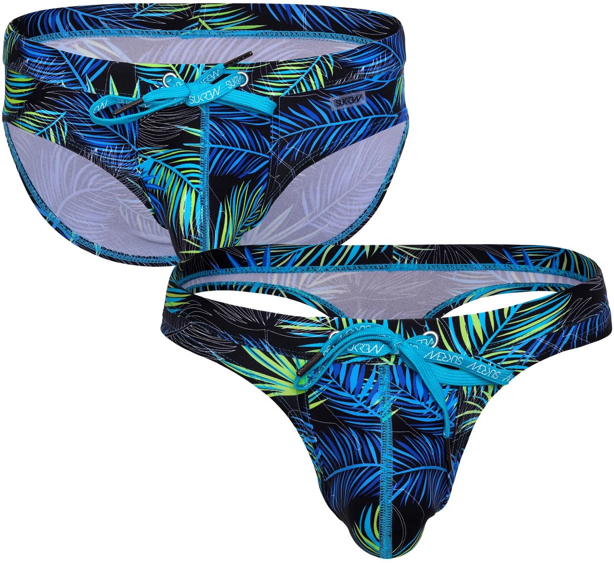 SUKREW Torrent Swim Multipack 1x Brief + 1x Thong Tropical Lime - MAAT XL - Heren Zwemslip - Zwem Slip voor Man - Mannen Brief