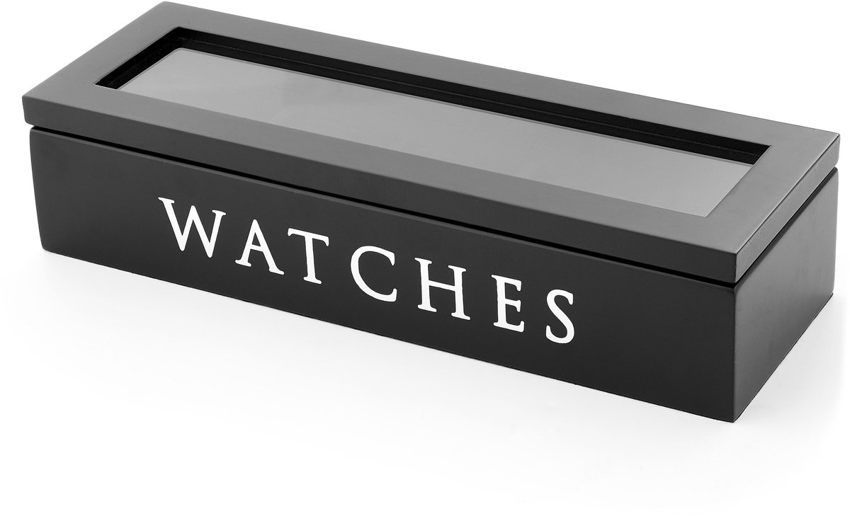 Zwarte Houten Kist - Voor 5 Horloges