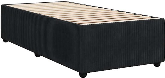 vidaXL - Sommier tapissier - avec - matelas - velours - noir - 100x200 - cm