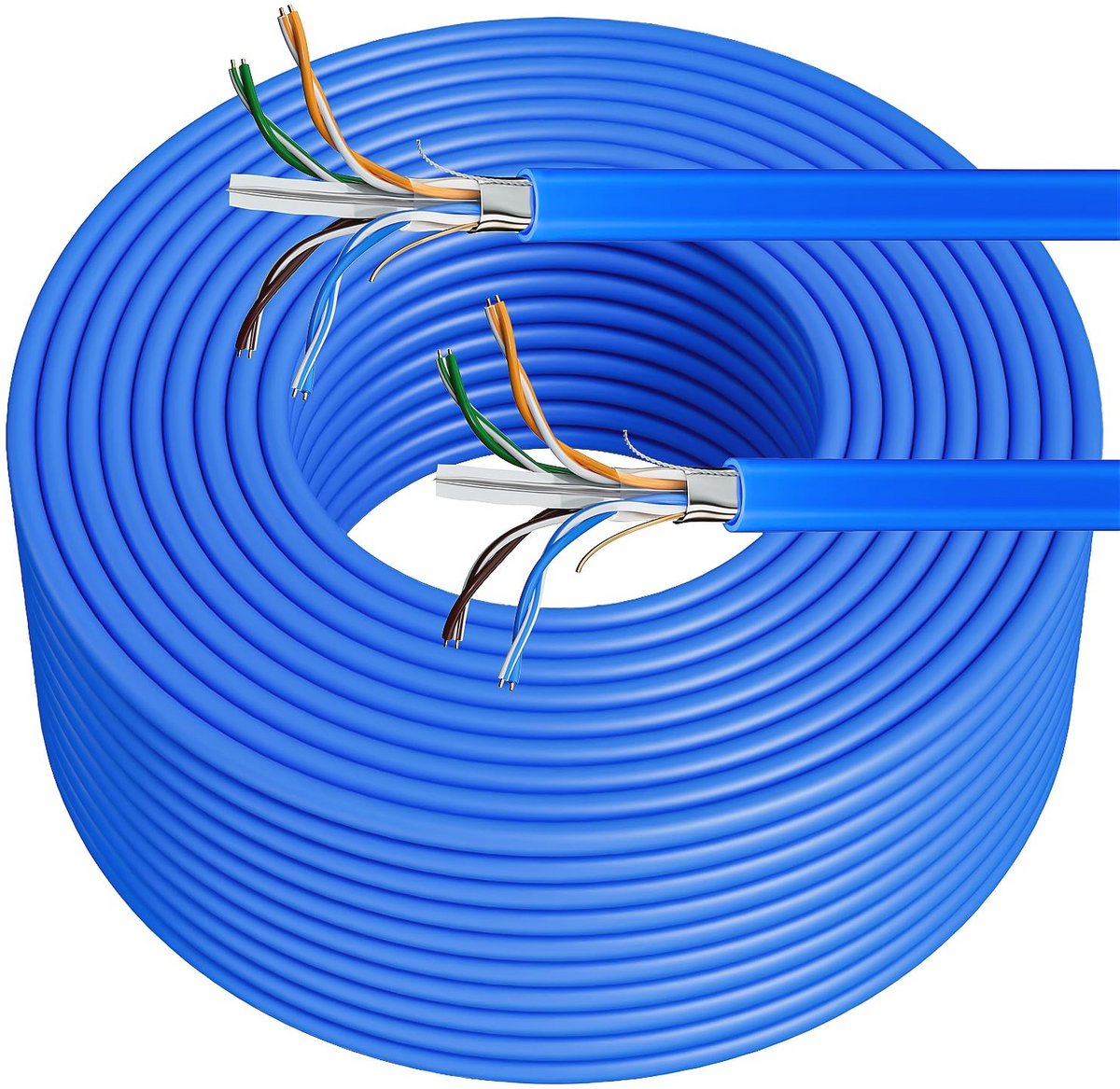Image of 60 Meter Cat6a Netwerkkabel - Afgeschermde Ethernetkabel voor Hoge Snelheid en Buiten Gebruik