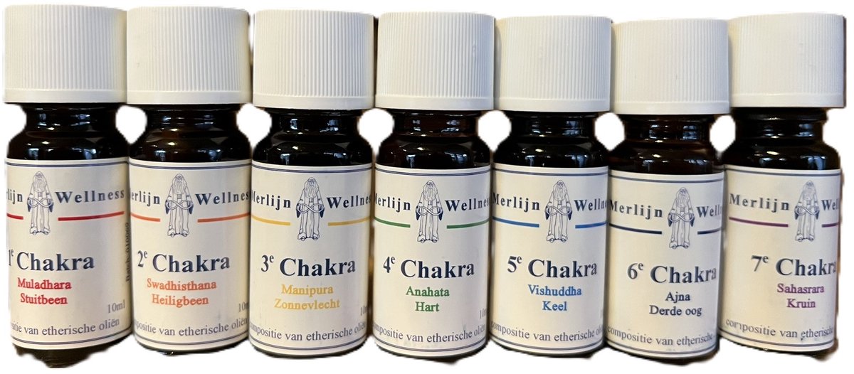 Merlijn wellness - chakra olie - etherische olie - set van 7 - 10ml