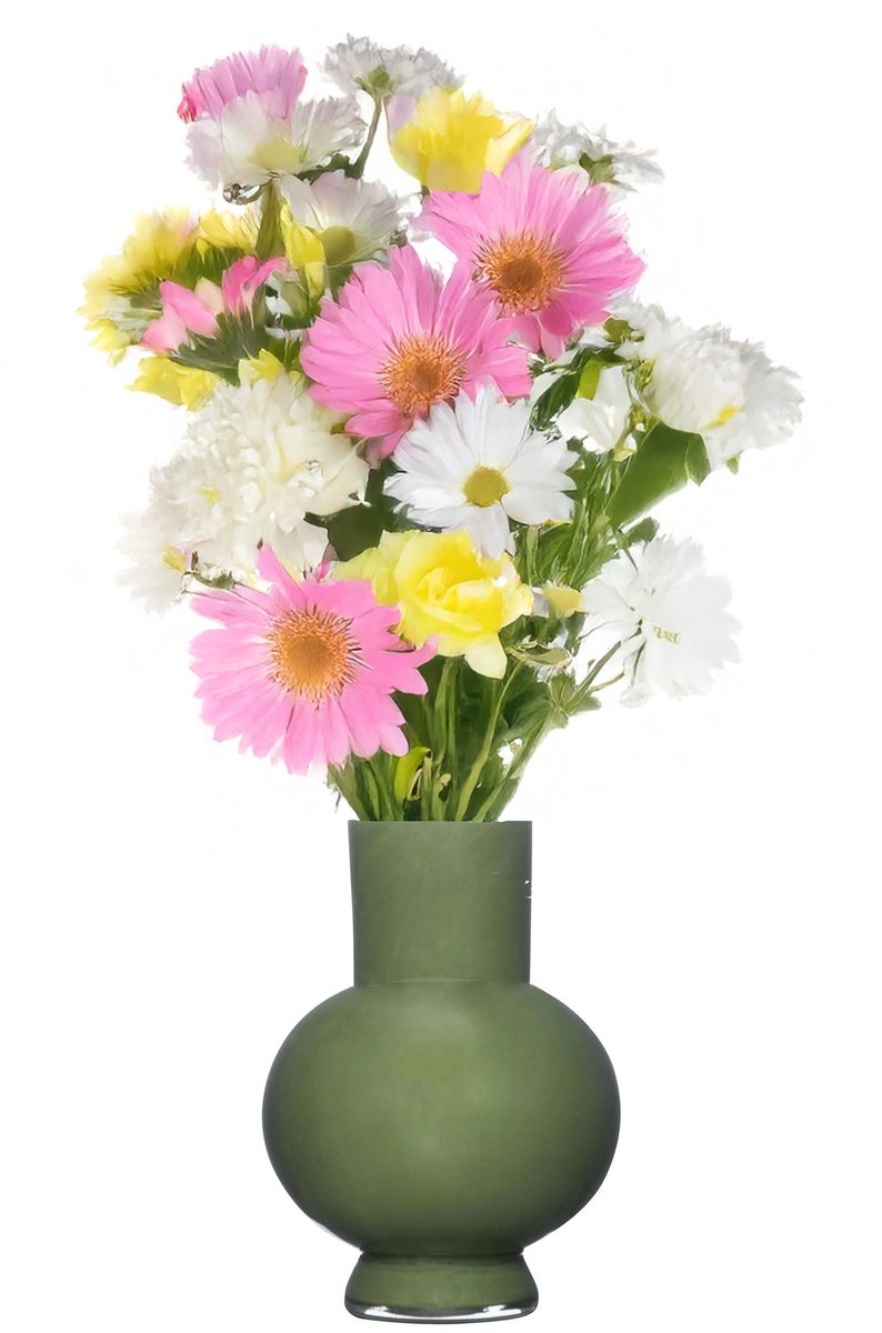 Hakbijl Glass Bloemenvaas Deborah - donker Groen - glas - D20 x H 26 cm
