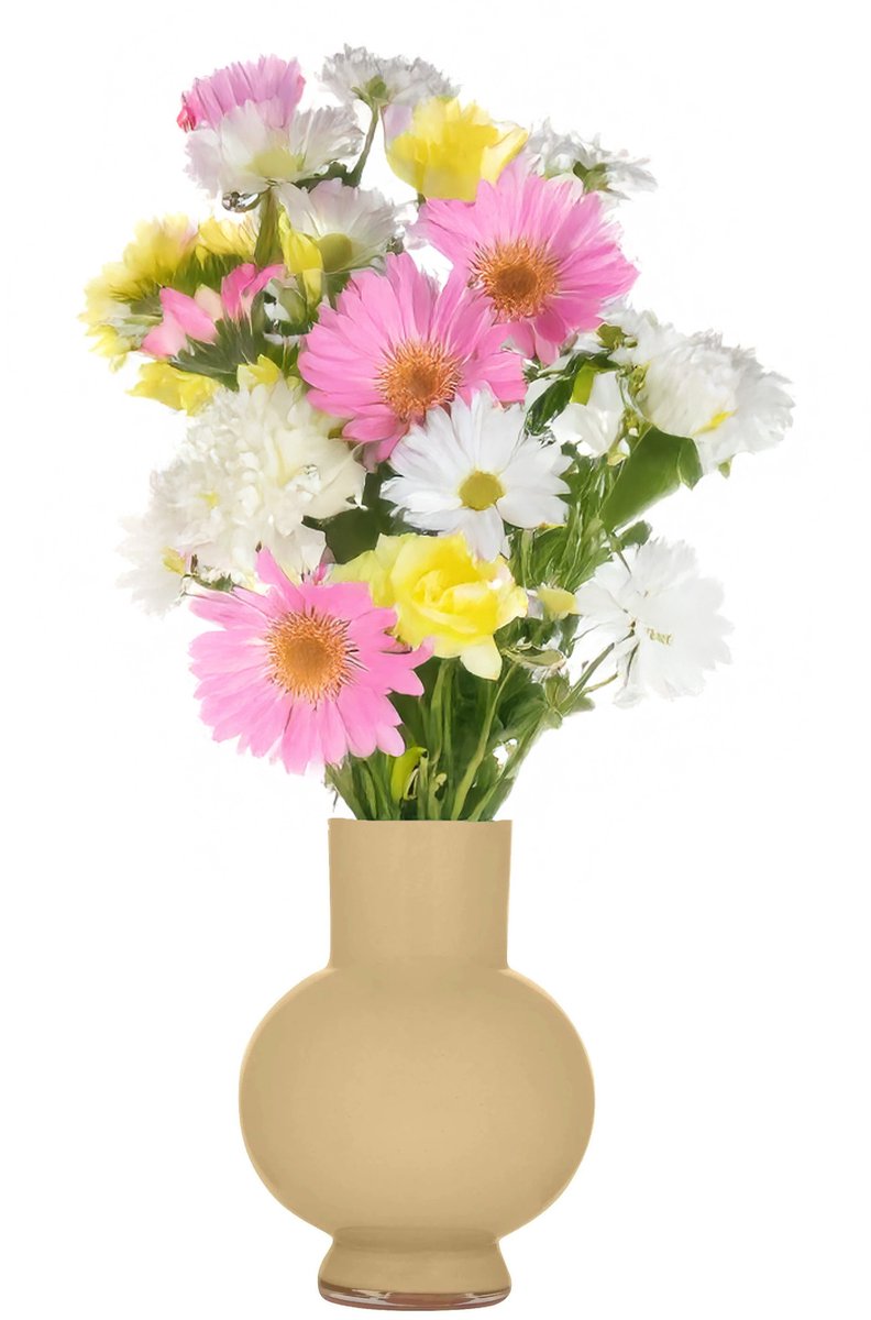 Hakbijl Glass Bloemenvaas Deborah - Beige - glas - D31 x H39 cm