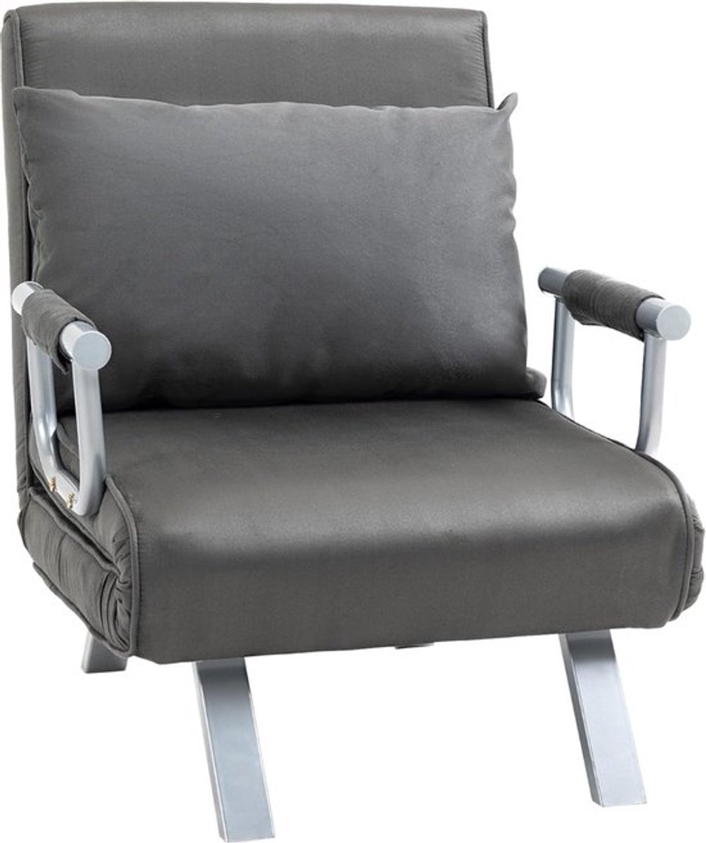 Thuys – Slaapstoel – Slaapfauteuil – Logeerbed – Zetelbed – Verstelbare Rugleuning – Stijlvol Design – Donkergrijs