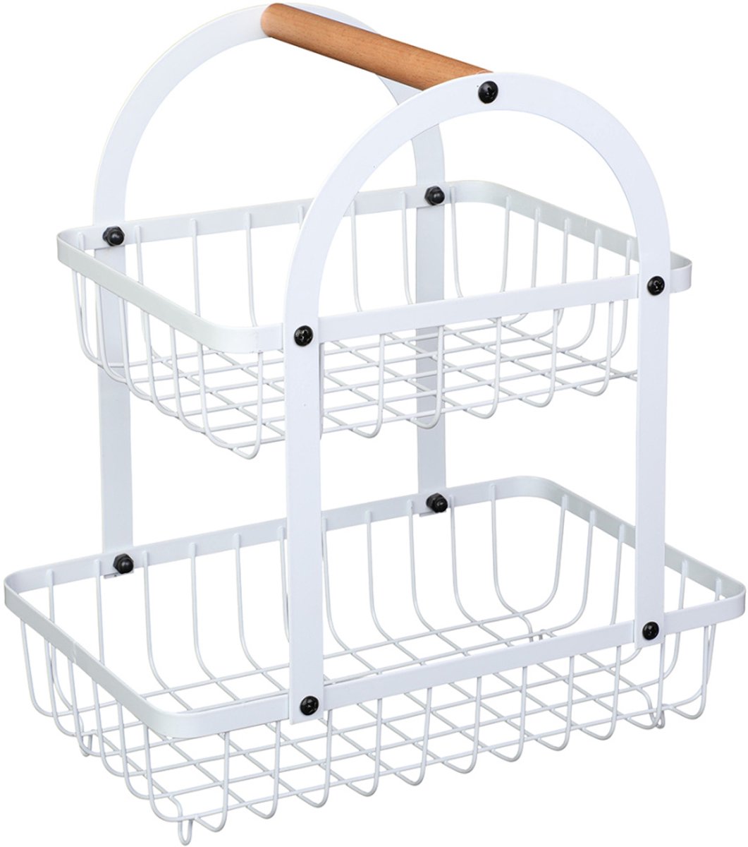 Elitehoff Loft Serie - Gelaagde Fruitschaal - Stalen Constructie - Houten Handgreep