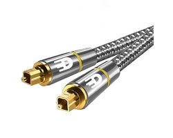 Drivv. Premium Toslink Optische Kabel Nylon - Optische Audiokabel - Optical Audio Kabel - Soundbar - Male to Male - 1 meter - Grijs