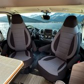 Stoelhoezen compatibel met Citroen Jumper, caravan, camper, camper, perfecte pasvorm, set van 2 delen, bestuurder 1 passagiers, 1 stoel, met armleuninghoezen, CBS103, zwart, kunstleer