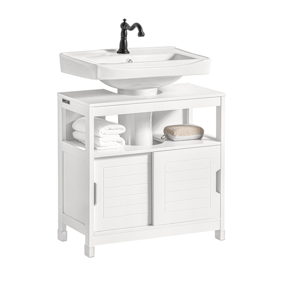 SoBuy Wastafelonderkast met 2 Schuifdeuren, Smalle ... - Bol