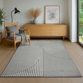 Bol.com the carpet Everest - modern kortpolig vloerkleed met Panglao-design hoog-laag 3D-effect hoge pooldichtheid zacht en comf... aanbieding