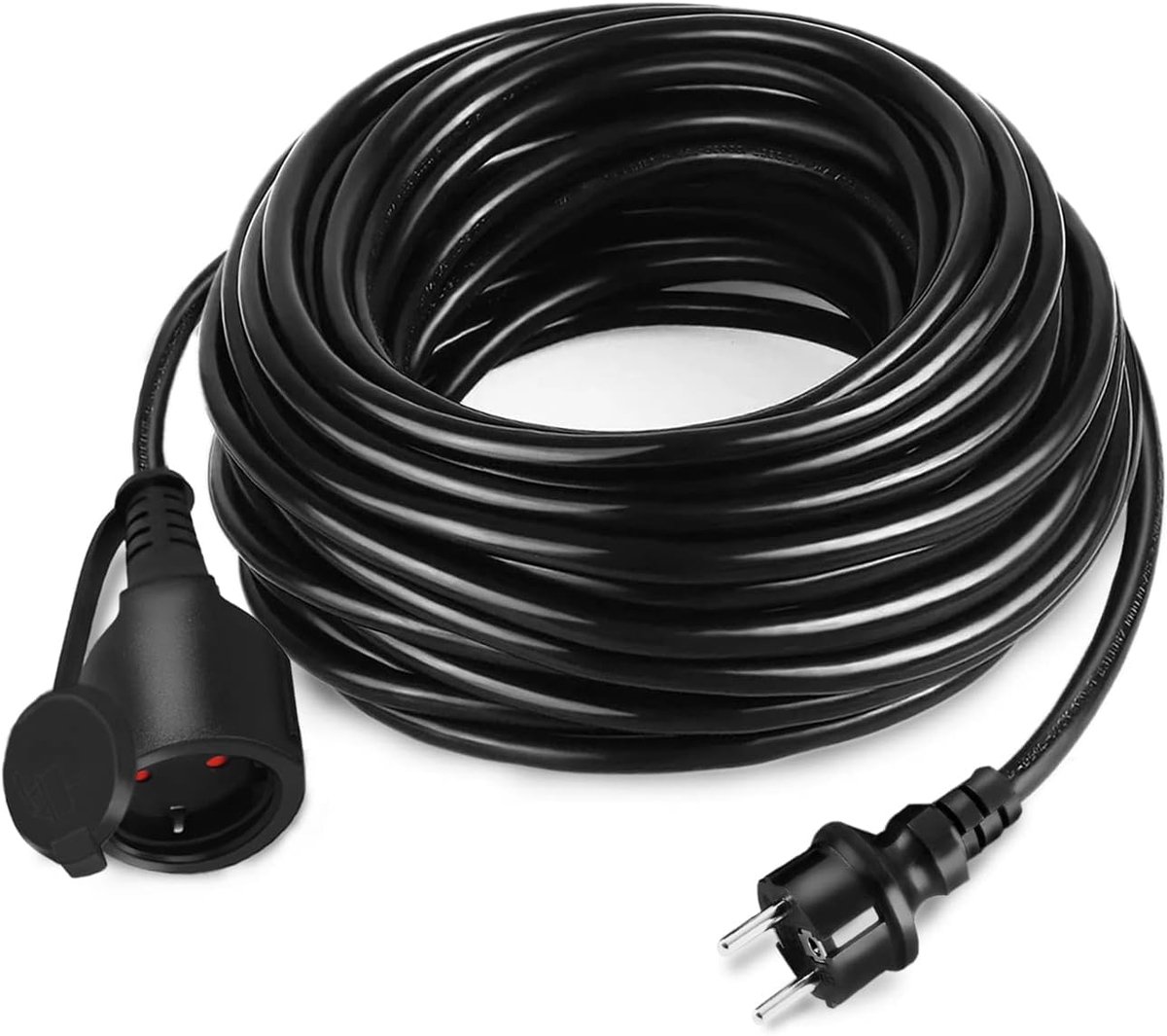 Aufun Verlengkabel 10M Met Beschermkap Buiten, Gebruik Voor Buiten, 3500W, 230V Met Schuko-Stekker, Beschermcontact Bouwplaatskabel (10M)