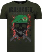 Local Fanatic Skull Rebel - T-shirt strass - Green Skull Rebel - T-shirt strass - T-shirt homme blanc taille L