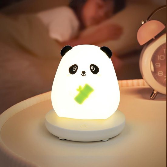 Schattig nachtlampje panda USB siliconen kinder slaaplampje oplaadbaar slaapkamer bed sfeerlicht woondecoratie woonkamer van Binalight — afbeelding 2
