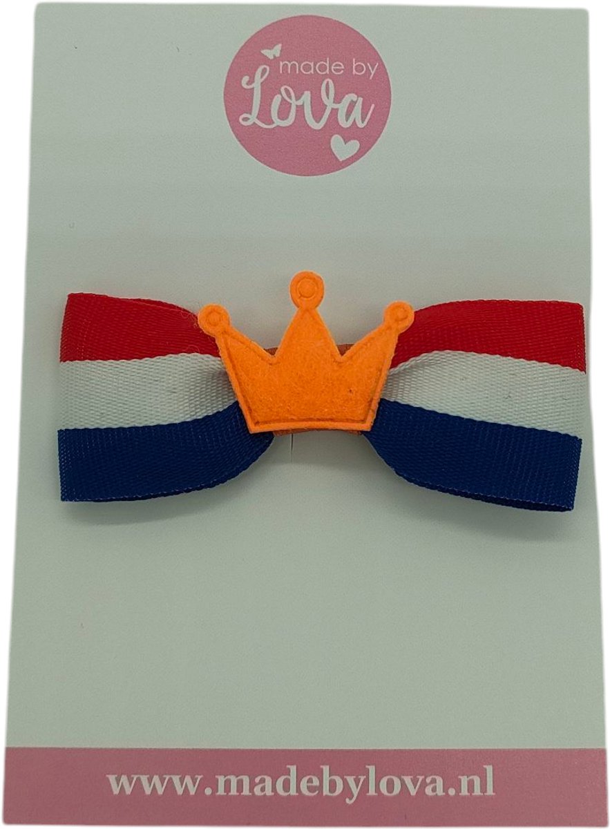 Haarstrik - meisjes - vrouwen - oranje - koningsdag - rood - wit - blauw - kroontje - Nederland
