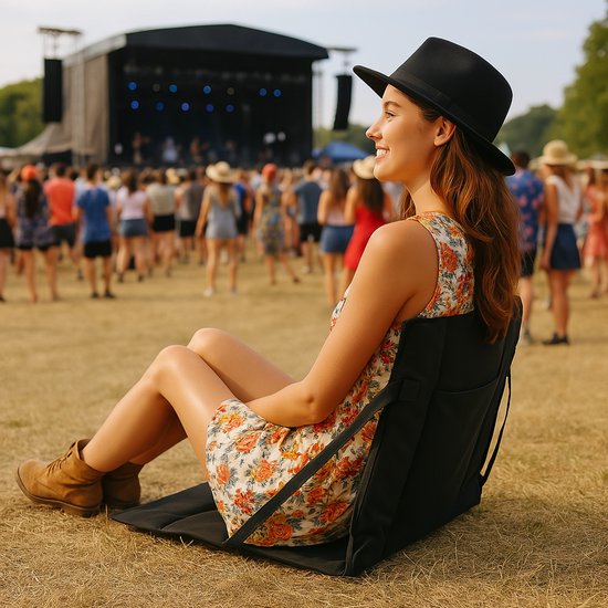 Vouwstoel / kussen - Zwart - Campingstoel - Festival - Picknick - Strandstoel - Folding Chair - Klapstoel - Outdoor - Waterdicht van Merkloos — afbeelding 3