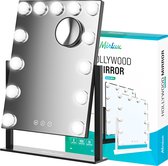 Mirlux Make Up Hollywood Spiegel met Verlichting (44x30cm) Visagie - Dimbaar LED Lampen Licht - 13 Lampen - Zwart